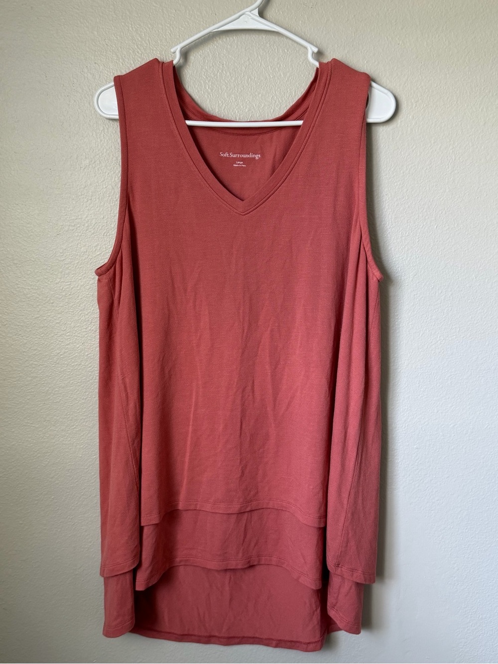 Soft Surroundings Layered Tank Top Large Pink Sleeveless Tunic Casual Boho L